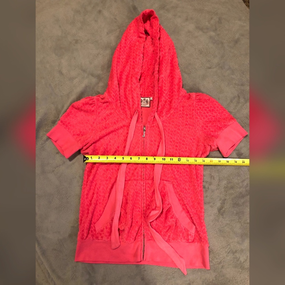 Juicy Couture short sleeve zip up heart hoodie - L